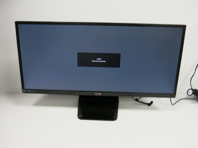 LG 29" Ultrawide Monitor, Model 29UM65-PD.AEKLRYN, 240V, 2014. NOTE: requires power supply.