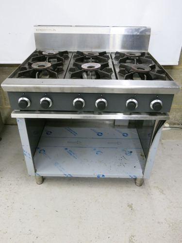 Blue Seal Cobra Natural Gas Range 6 Burner, with Open Base, on Wheels. Size H109 x W90cm x D80cm.