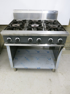Blue Seal Cobra Natural Gas Range 6 Burner, with Open Base, on Wheels. Size H109 x W90cm x D80cm.