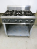 Blue Seal Cobra Natural Gas Range 6 Burner, with Open Base, on Wheels. Size H109 x W90cm x D80cm.