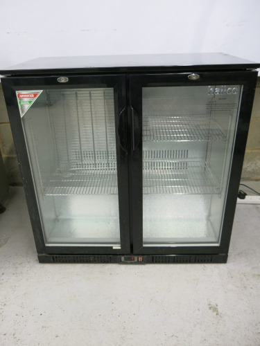 Hallco 2 Door Back Bar Chiller, Model HC2BK. Size H90cm x W90cm & D50cm.
