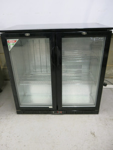 Hallco 2 Door Back Bar Chiller, Model HC2BK. Size H90cm x W90cm & D50cm.