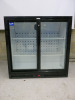 Prodis Sliding Door Under-Counter Fridge/Beer Cabinet, Model NT2BS-HC. Size H90cm x W90cm x D52cm. NOTE: damage to plug.
