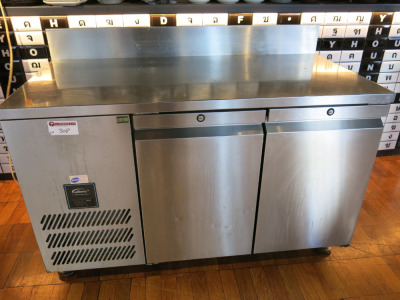 Williams Jade 2 Door Stainless Steel Counter Fridge, Model HJC2SA, S/N 834343. Size H70 x W140 x D72cm.