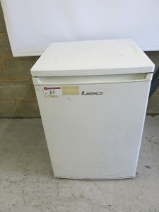 LEC Single Door Under-Counter Refrigerator, Model R6014W, S/N 71200716. Size H86cm, W60cm & D58cm.