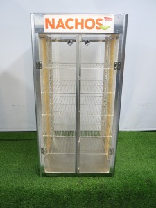2 Door Upright Display Nacho Warmer, Model WARMER NAEON-CUK. Size H92cm x W46cm x D46cm.