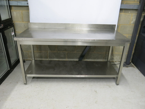 Stainless Steel Table with Backsplash & Shelf Under. Size H96cm x W170cm x D70cm.