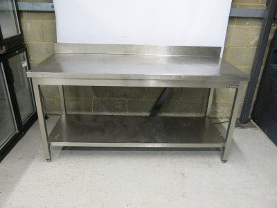 Stainless Steel Table with Backsplash & Shelf Under. Size H96cm x W170cm x D70cm.