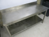 Stainless Steel Table with Backsplash & Shelf Under. Size H96cm x W170cm x D70cm. - 2
