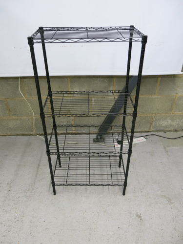 4 Tier Black Wire Rack Shelving Unit. Size H120cm x W54cm x D34cm.