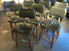 8 x Black Leather & Walnut Style Wood Bar Stools with Padded Seat & Backrest. - 2