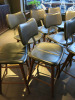 8 x Black Leather & Walnut Style Wood Bar Stools with Padded Seat & Backrest. - 3