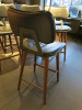 8 x Black Leather & Walnut Style Wood Bar Stools with Padded Seat & Backrest. - 4