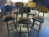 5 x Black Leather Padded Seat, Wood Backrest & Metal Frame Bar Stools. - 2