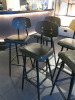 5 x Black Leather Padded Seat, Wood Backrest & Metal Frame Bar Stools. - 3