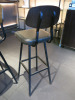 5 x Black Leather Padded Seat, Wood Backrest & Metal Frame Bar Stools. - 4