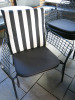 8 x Emu Wide Outdoor Black Metal Wire Wide Armchairs with 7 x Plain Padded Seat Cushions & 8 x Black & White Striped Cushions. Size 55 x 55cm. - 5