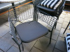 8 x Emu Wide Outdoor Black Metal Wire Wide Armchairs with 7 x Plain Padded Seat Cushions & 8 x Black & White Striped Cushions. Size 55 x 55cm. - 6