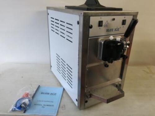 Blue Ice T5 Single Pump Counter Top Ice Cream Machine, S/N 183203. Supplied New May 2019. Note: Missing Drip Tray