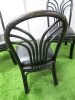 10 x Rustic Black Wooden Chairs with Black Leather Seat Cushions. - 6