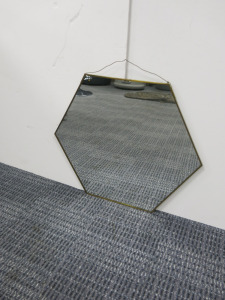 Hexagonal Copper Framed Mirror, Size W44cm x D50cm.