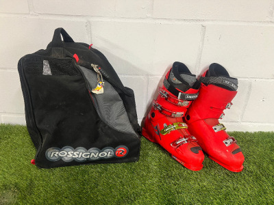 Salomon X-Wave 7.0 Flex 80 Sensify Men's Ski Boots in Red, with Rossignol Carry Bag. Size 325mm.