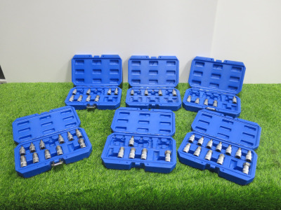 6 x Condor Werkzeug Industrial Quality Chrome Vanadium Steel 13 Pcs Socket Bit Set, Hex 5-22mm, 1/2" Sq Drive. Comes in Plastic Carry Case. NOTE: these are incomplete sets.