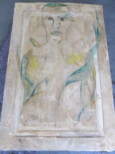 Mural on Plaster 'Palladium Leaves' 1985. Size 100 x 150cm.