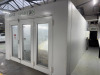 Todd Engineering Spartan 2000 Series Gas Spray Booth, Size 7.5 x 4.0M. 3 Bi-Fold Front Entrance with Shutter Door Side Access. Hours Run 5711, Last Serviced 25/11/25. Comes with 43" Hisense TV. NOTE: Buyer will be required to supply RAMS for dismantling & - 2