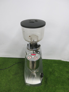 Mazzer Luigi Electronic Coffee Grinder, Model Robur Electronic, S/N 1201808. Comes with Knock Out Box.