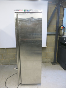 Blizzard Stainless Steel Upright Single Door Freezer, Model LS40, S/N D2128B203WF40S239. Size H185 x W60 x D63cm.