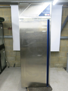 Dalmec Stainless Steel Single Door Upright Fridge, Model PPCC070AN, YOM 2022. Size H210 x W73 x D71cm. NOTE: wheel requires fixing