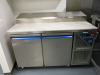 Dalmec Stainless Steel 2 Door Refrigerated Saladette Prep Counter with Marble Top Model PPCS802AN, YOM 2022. Size H100 x W143 x D80. Comes with 12 x GN Counters.