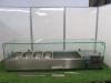 Polar Stainless Steel Preparation Servery Topper with Glass Surround, Model AB090. Size H44 x W140 x D34cm. Comes with 4 x GN Containers.