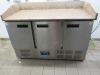 Polar 3 Door Pizza Prep Counter Fridge with Marble Top, Model CN402, S/N 9179395. Size H90 x W141 x D70cm. - 5