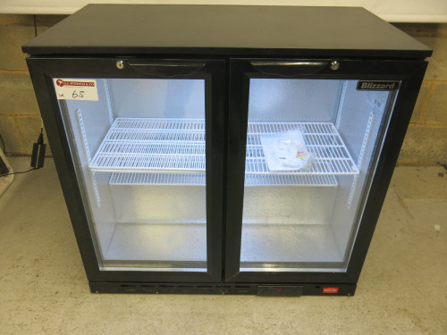 Blizzard 2 Glass Door Back Bar Chiller, Model BZ-LOWBAR2. Size H84 x W90 x D50cm.