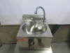 Mechline Basix Wall Hung Stainless Steel Knee Operated Hand Wash Basin. Size W30 x D32cm.
