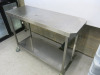 Stainless Steel Mobile Prep Table with Shelf Under. Size H90 x W120 x D71cm. - 2
