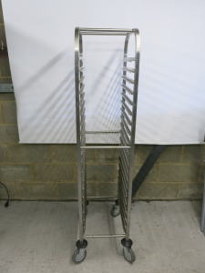 Vogue 20 Shelf GN Container Mobile Food Pan Trolley, Size H173 x W39 x D56cm.