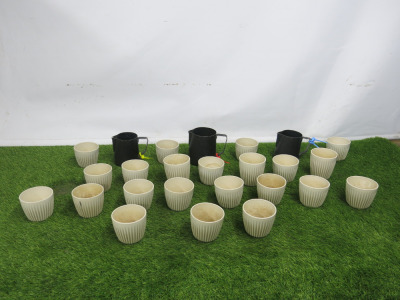 21 x Huskee Coffee Cups & 3 x Rhinoware Steel Jugs.
