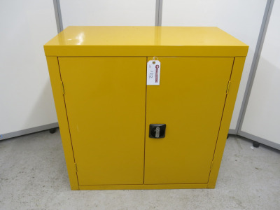 2 Door COSHH Yellow Cabinet with Shelf. Size H90 x W90 x D45cm.