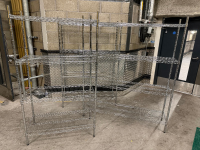 3 x 4 Shelf Chrome Wire Rack to Include: 1 x H182 x W150 x D40, 1 x H182 x W120 x D40, & 1 x H182 x W100 x D50cm.