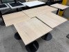 6 x Restaurant/Caf&eacute; Tables with Wood Effect Tops on Heavy Black Single Pedestal Bases, Size H75 x W60 x D60cm. - 2