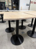 6 x Restaurant/Caf&eacute; Tables with Wood Effect Tops on Heavy Black Single Pedestal Bases, Size H75 x W60 x D60cm. - 3