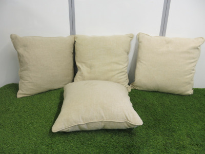 4 x Beige Cushions, Size 44 x 44cm.