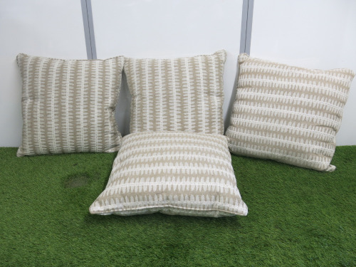 4 x Beige & White Cushions, Size 44 x 44cm.