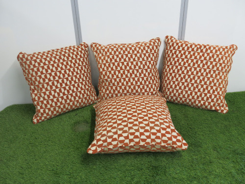 4 x White & Orange Cushions, Size 44 x 44cm.