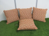4 x White & Orange Cushions, Size 44 x 44cm.