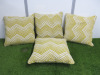 4 x Yellow & White Cushions, Size 44 x 44cm.