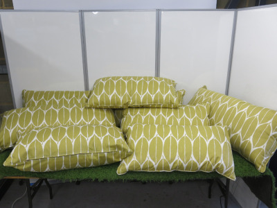 8 x Gold & White Cushions, Size 44 x 80cm.